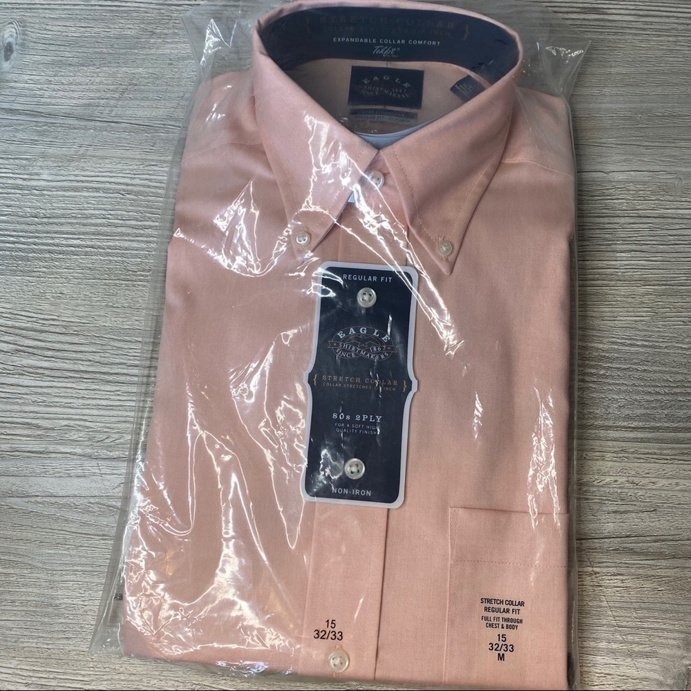 NWT Eagle shirtmaker regular fit dress shirt size 15 32/33 in sunset color - Picture 6 of 8